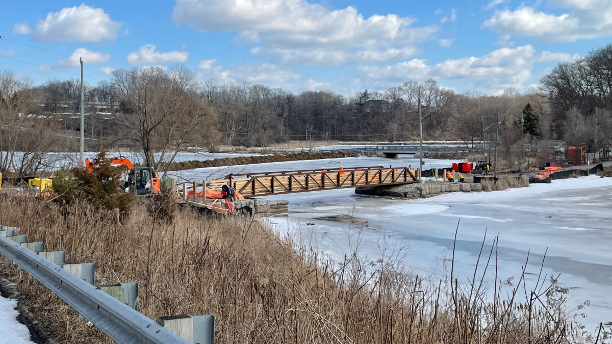 City of Hamilton crews complete construction of the Valley Inn Road bridge in March 2020.
