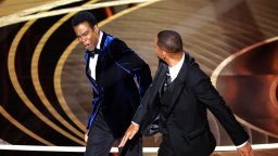 Will Smith slaps Chris Rock onstage during the show at the 94th Academy Awards at the Dolby Theatre at Ovation Hollywood on Sunday, March 27, 2022.