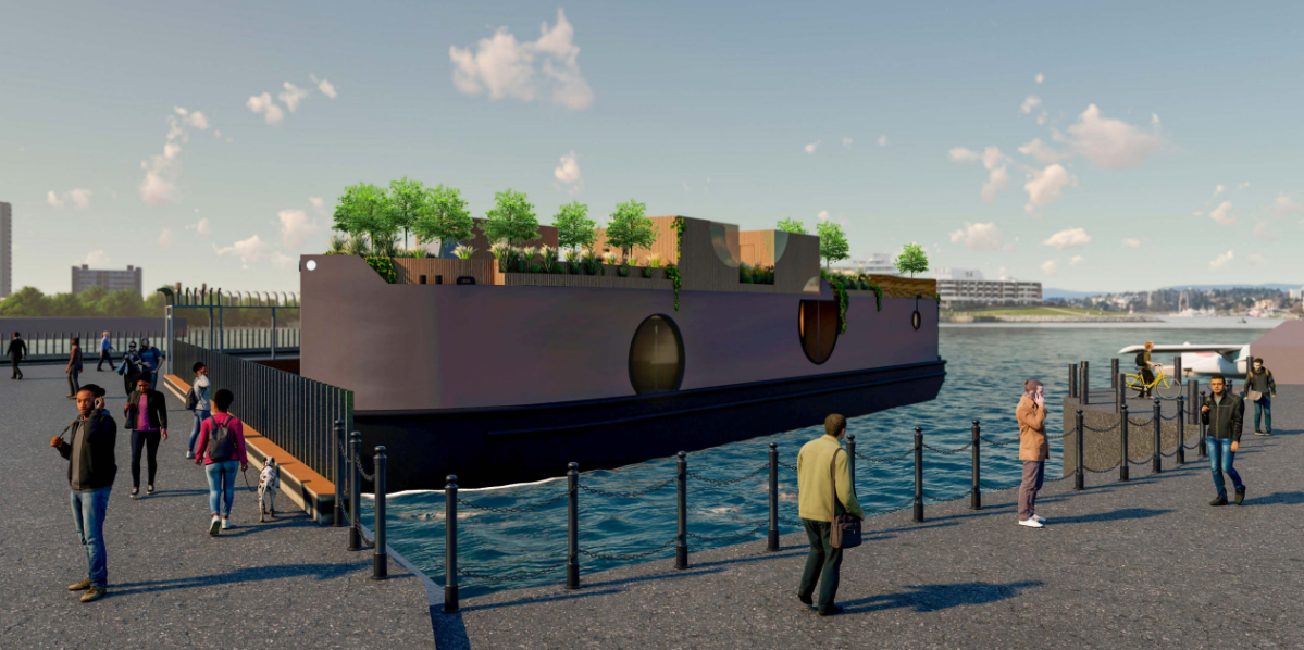 An artist's rendering of the proposed spa barge. 