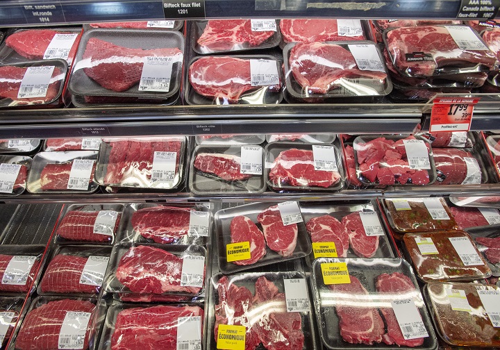 Cuts of beef are seen at a supermarket Wednesday, June 26, 2019 in Montreal.