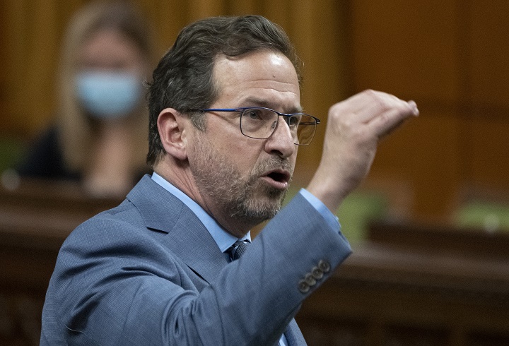 Bloc leader Yves-François Blanchet rises during Question Period, Wednesday, February 16, 2022 in Ottawa.  