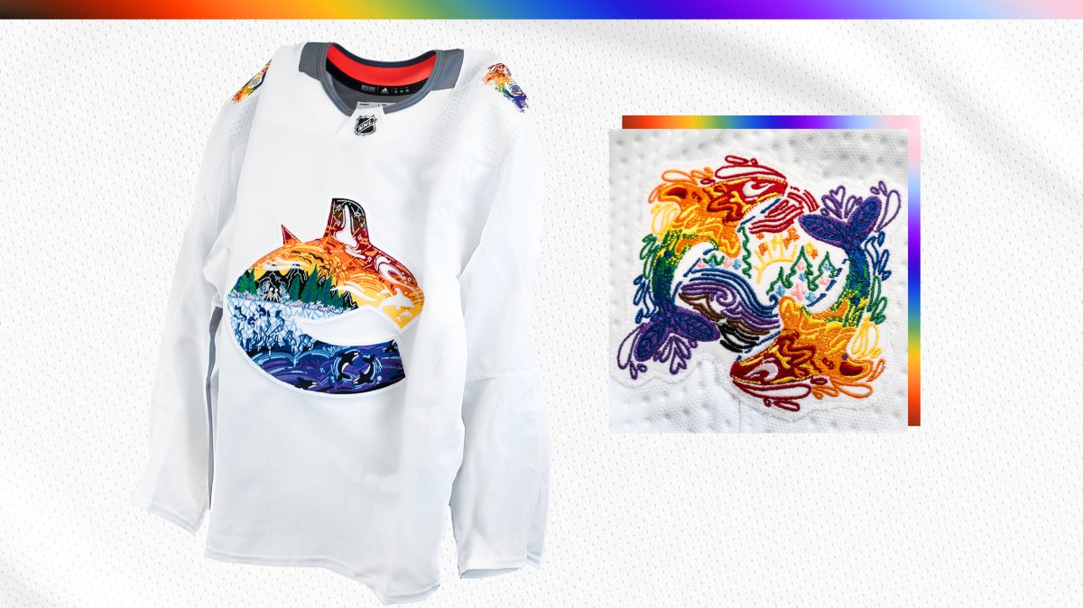 The Vancouver Canucks' new Pride Night jerseys were designed by Swedish artist Mio. 