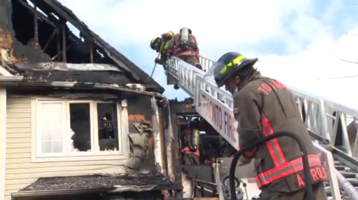 Around 50 firefighters responded to a blaze at an east-Toronto home on Tuesday.