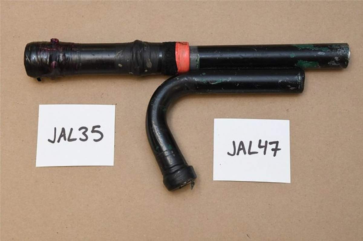 One of the potential improvised firearms located at the scene of a fatal police shooting in Edmonton Friday, March 25, 2022.