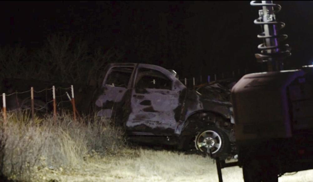 Emergency responders work the scene of a fatal crash late Tuesday, March 15, 2022 in Andrews County, Texas. A vehicle carrying members of the University of the Southwest's golf teams collided head-on with a pickup truck in West Texas, killing multiple people, authorities said. 
