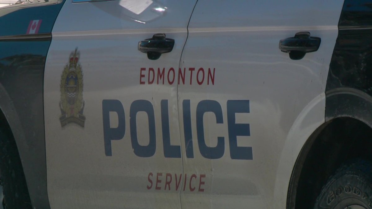 File: The side of an Edmonton Police Service vehicle in winter.