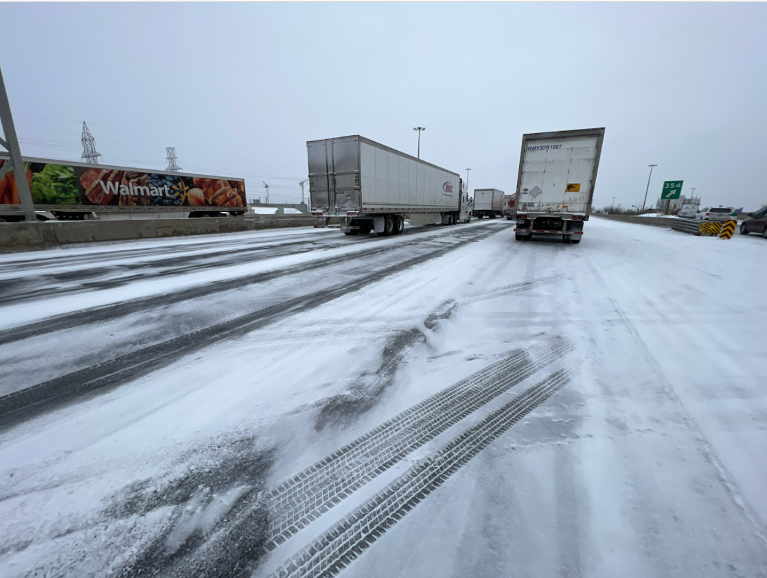 The eastbound lanes of Highway 401 near Dixon Road are closed over .