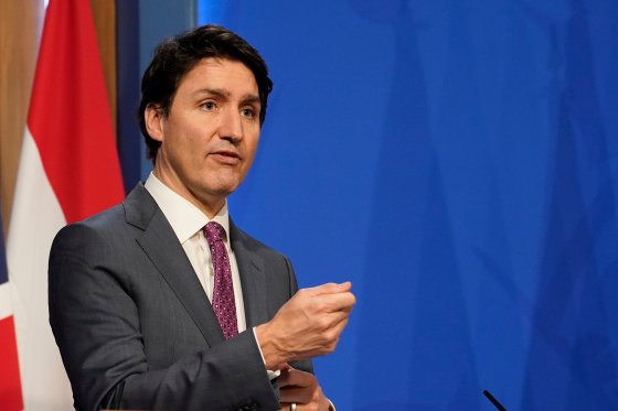 Prime Minister Justin Trudeau speaks during a press conference.