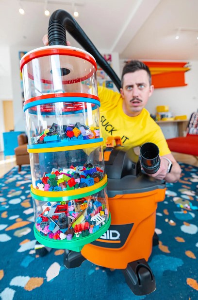 Matty Benedetto poses with the "Lego Suck It."