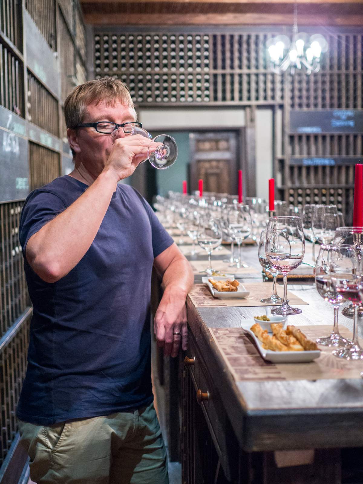 A tourist tasting wine at Chateau Vartely in Moldova. (Photo by Leisa Tyler/LightRocket via Getty Images)