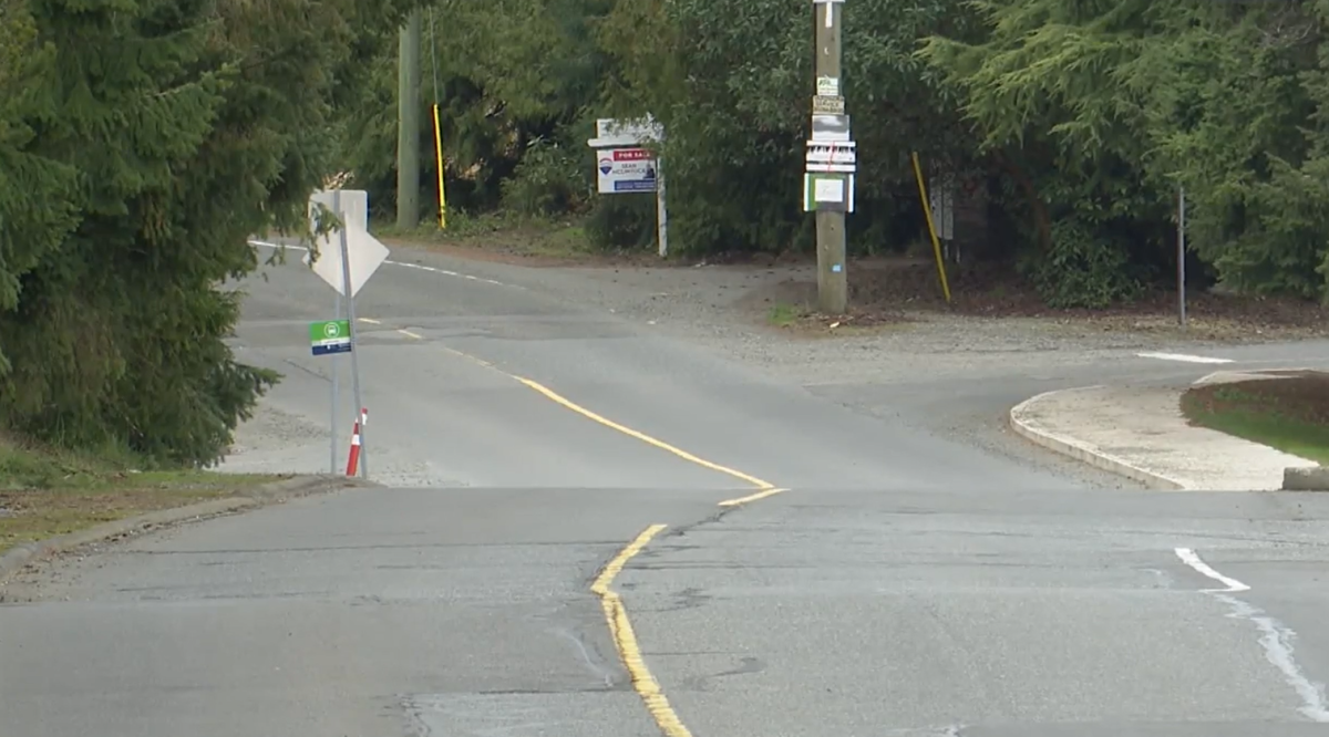 The stretch of Nanaimo's Dickenson Road where police say a man assaulted and tried to abduct a woman. 