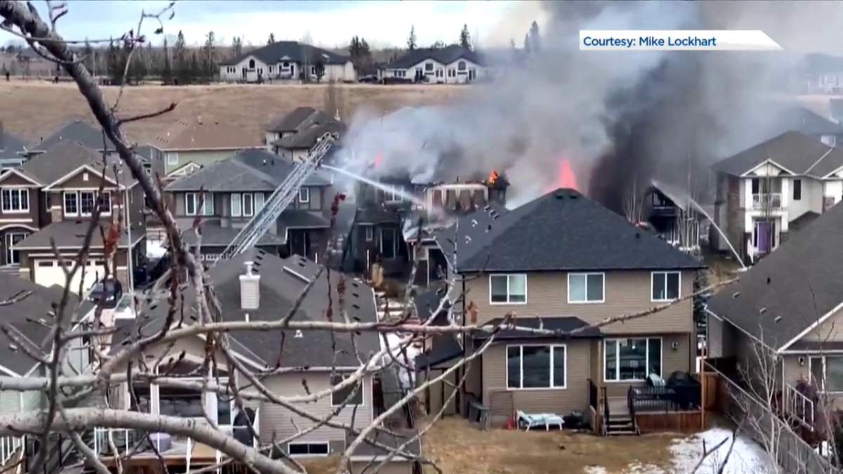 Two homes were destroyed on Sheep River Cove in Okotoks, Alta., Tuesday, March 15, 2022.