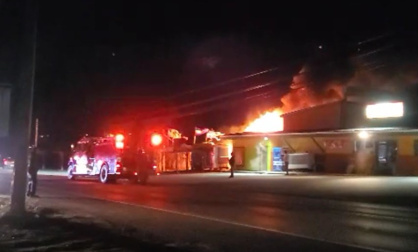 The Oliver fire department said that the blaze at the Global Grocers on Highway 97 is suspicious and arson is expected. .