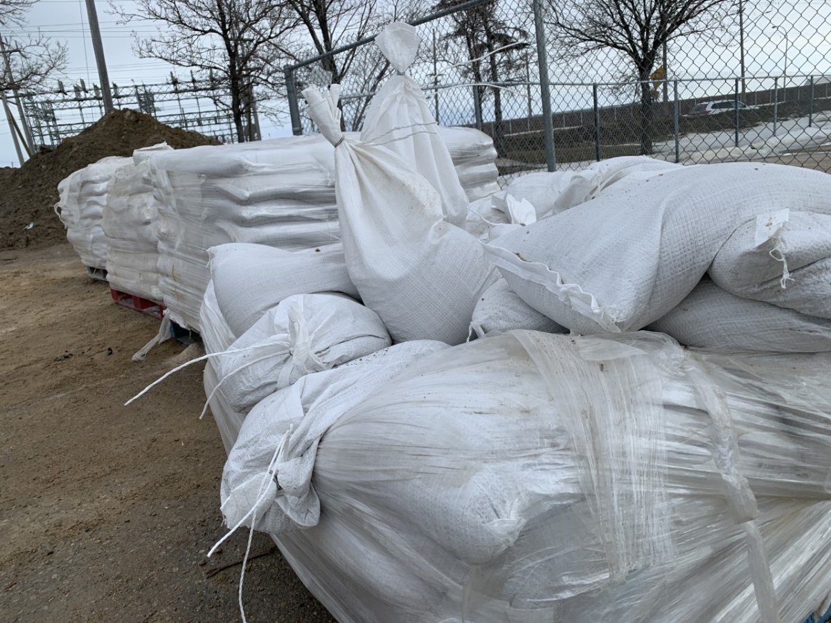 Sandbags pictured at the Waverly site.