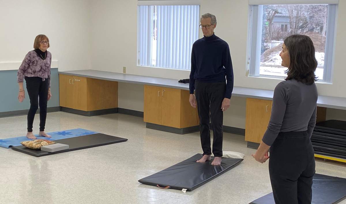 Seniors practice yoga at SEESA.