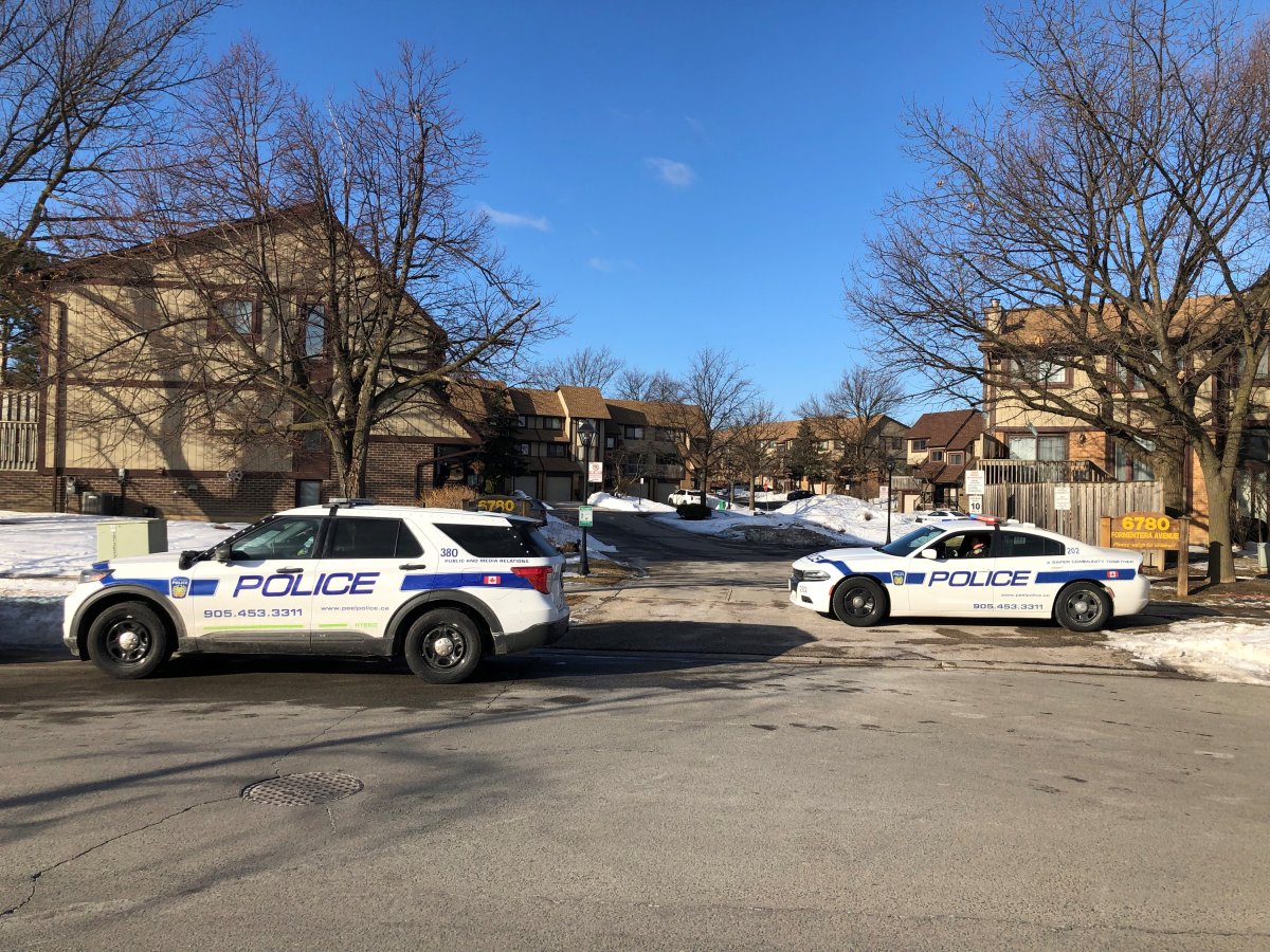 Police at the scene of a shooting in Mississauga on March, 2, 2022.