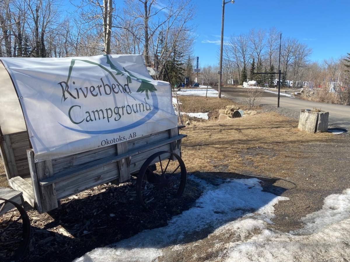Riverbend Campground, east of Okotoks, is pictured on March 21, 2022, the day after RCMP attended an early morning call for two people with stab wounds.