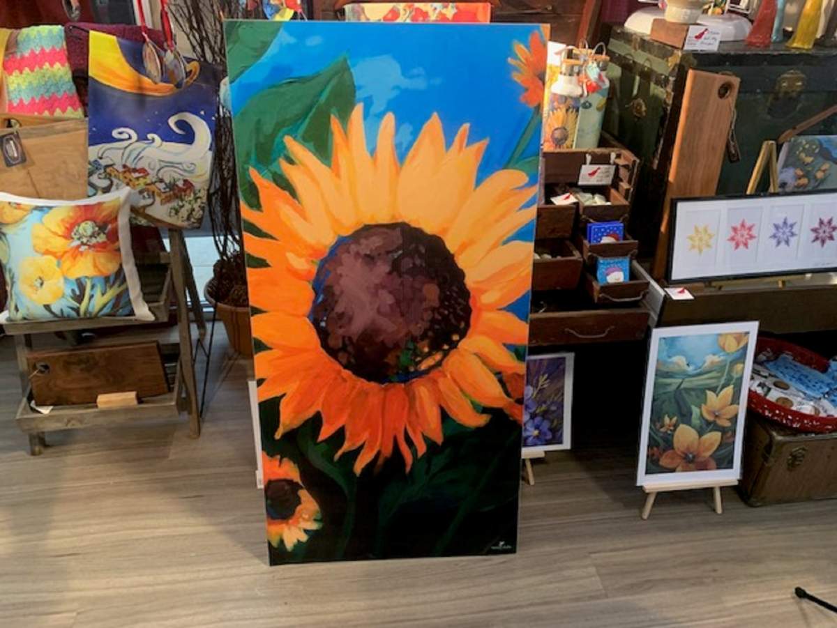 Lorraine Shulba at Edmonton’s Red Sparrow Gallery is donating the proceeds of sales of sunflower prints to humanitarian aid in Ukraine.