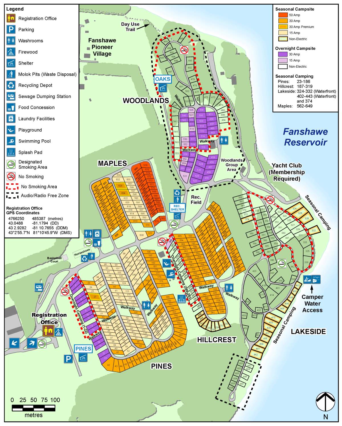 Fanshawe Conservation Area camping map.