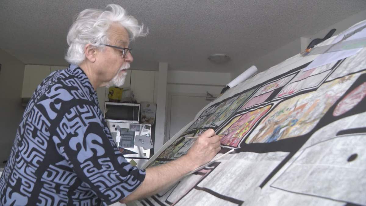 Michael Nicoll Yahgulanaas at work in his North Vancouver studio. 