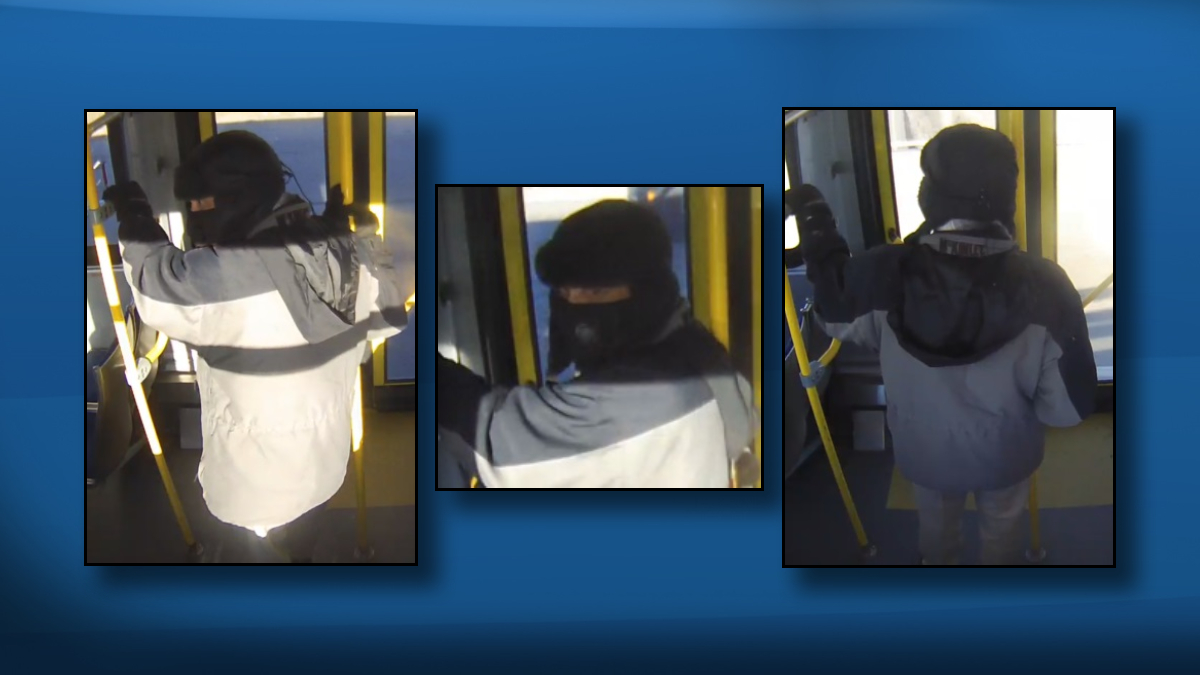 Surveillance video image of a man suspected of groping a teenage girl on a bus in southwest Edmonton on Tuesday, Nov. 2, 2021.