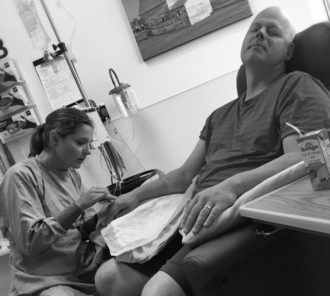 Chris Lindsey receives a cancer treatment, in an undated photo.