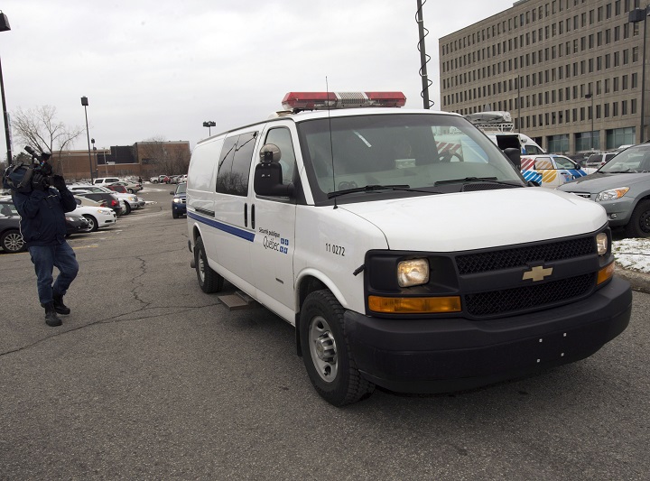 A prison van arrives at the St-Jéröme courthouse in this photo from Nov. 2013.