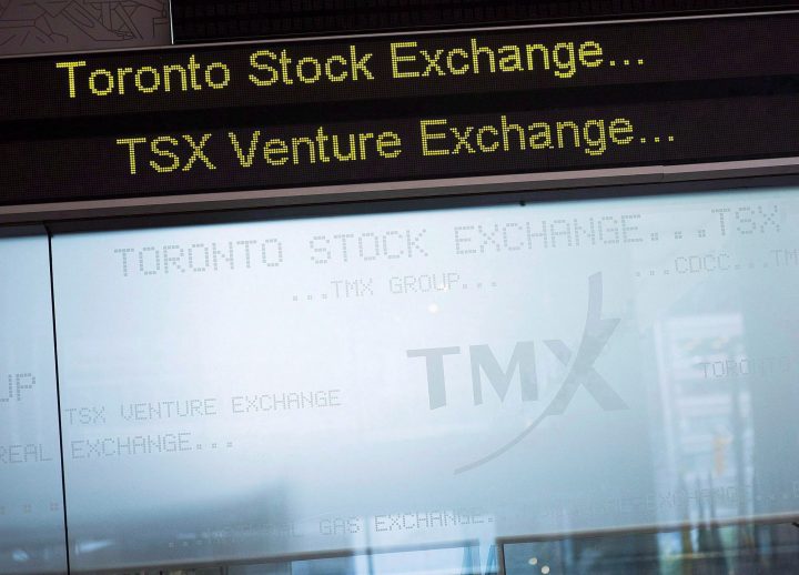 The Toronto Stock Exchange Broadcast Centre is pictured in Toronto in this file photo.