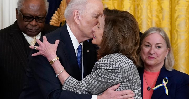 Pelosi positive for COVID-19, was unmasked at White House with Biden