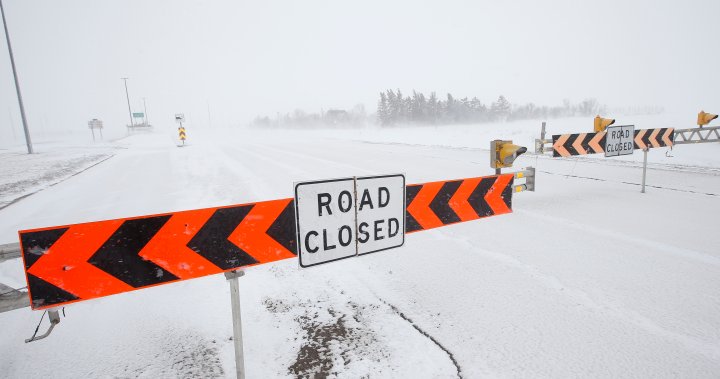 Снежният вятър доведе до затваряне на магистрали в Манитоба в петък вечер