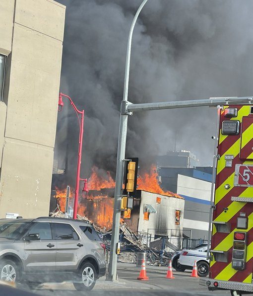Fire destroys an abandoned building in central Edmonton Sunday evening