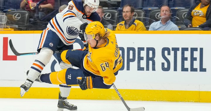 Kris Russell fires up Edmonton Oilers with big hit