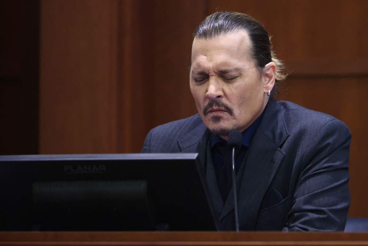 Johnny Depp testifies during the defamation trial at the Fairfax County Circuit Court in Fairfax, Virginia, April 21, 2022.