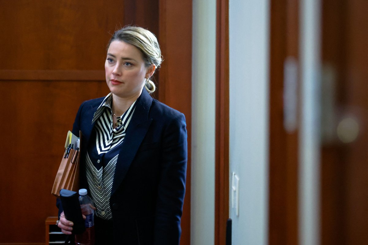 Actor Amber Heard returns to the courtroom for the defamation trial against her, at the Fairfax County Circuit Courthouse in Fairfax, Virginia, on April 27, 2022.