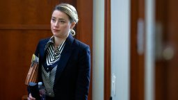 Actor Amber Heard returns to the courtroom for the defamation trial against her, at the Fairfax County Circuit Courthouse in Fairfax, Virginia, on April 27, 2022.