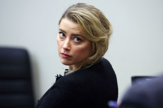 US actress Amber Heard during the 50 million US dollar Depp vs Heard defamation trial at the Fairfax County Circuit Court in Fairfax, Virginia, on April 28, 2022.