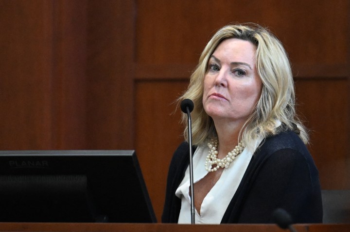 Forensic psychologist Dr. Dawn Hughes, testifies during a hearing at the Fairfax County Circuit Courthouse in Fairfax, Virginia, on May 3, 2022.