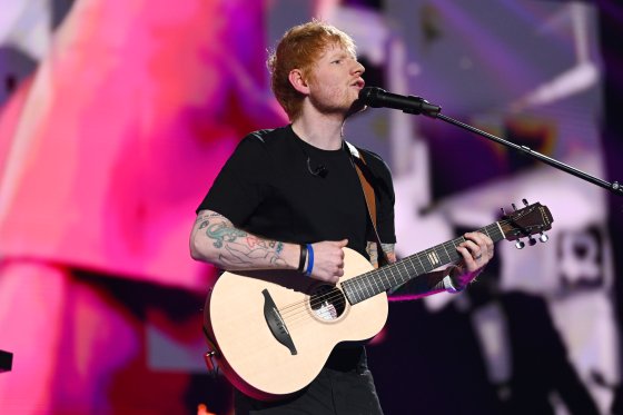 Ed Sheeran performs during a Concert for Ukraine at Resorts World Arena on March 29, 2022 in Birmingham, England. All proceeds from Concert for Ukraine are being donated to Disasters Emergency Committee's Ukraine Humanitarian Appeal.