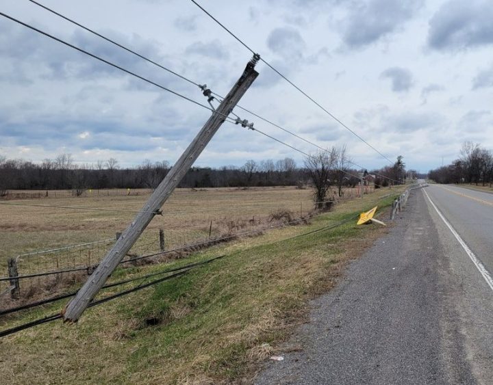 Damage to local infrastructure north of Kingston along Highway 38 caused by Friday’s windstorm .