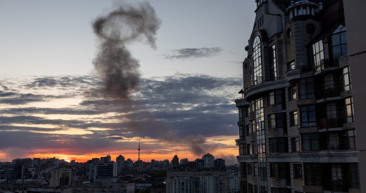 Large explosions rock Kyiv after UN chief meets with Ukraine’s Zelenskyy