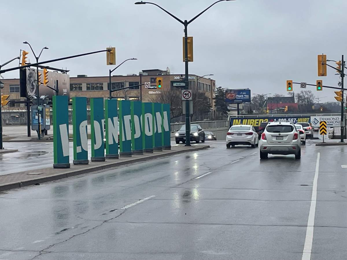 A London, Ont. sign, located downtown at Wellington St and York streets.