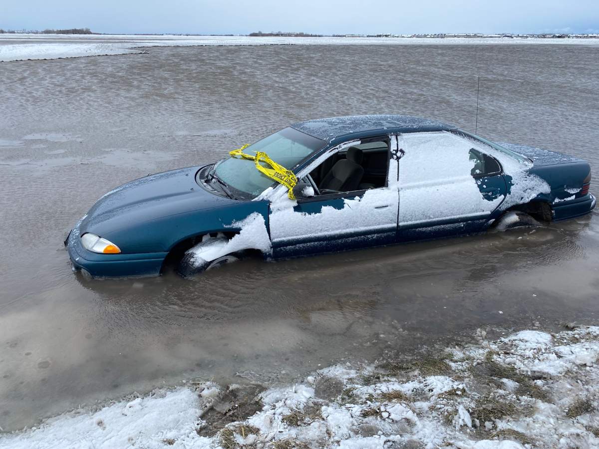 Ditches along Highway 311 full of water