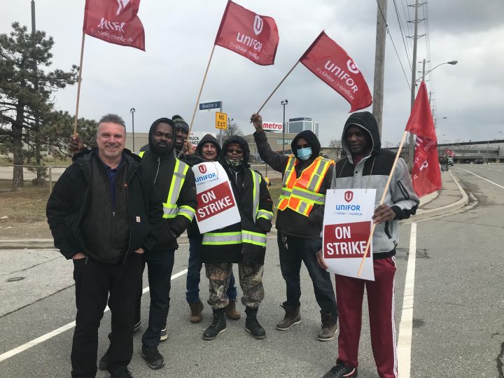 Metro warehouse workers on the picket line.