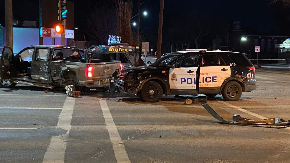 One person was taken into custody following a police chase that ended in the area of 118 Avenue and 66 Street Sunday, April 3, 2022.