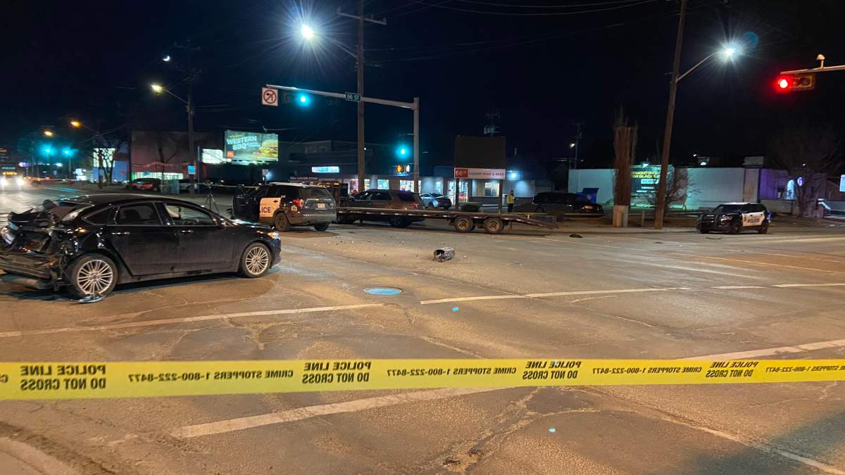 One person was taken into custody following a police chase that ended in the area of 118 Avenue and 66 Street Sunday, April 3, 2022.