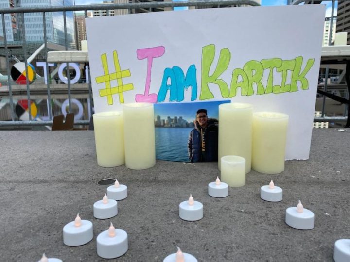 A vigil was organised in memory of a foreign student who was killed.
