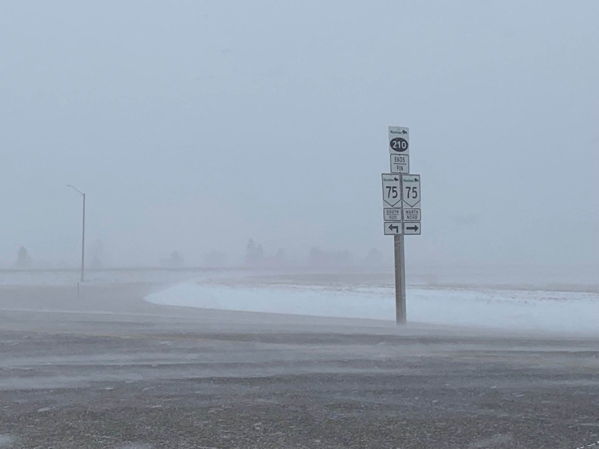 Snow seen falling in Manitoba in this 2022 file photo.