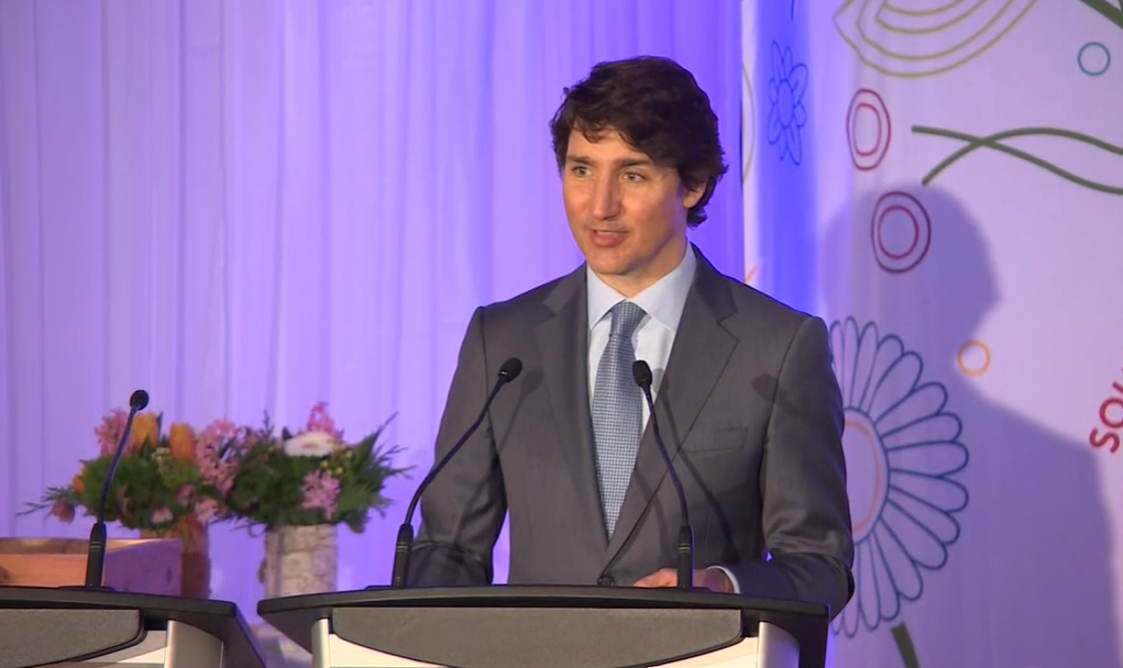 Prime Minister Justin Trudeau speaks in Winnipeg Friday.