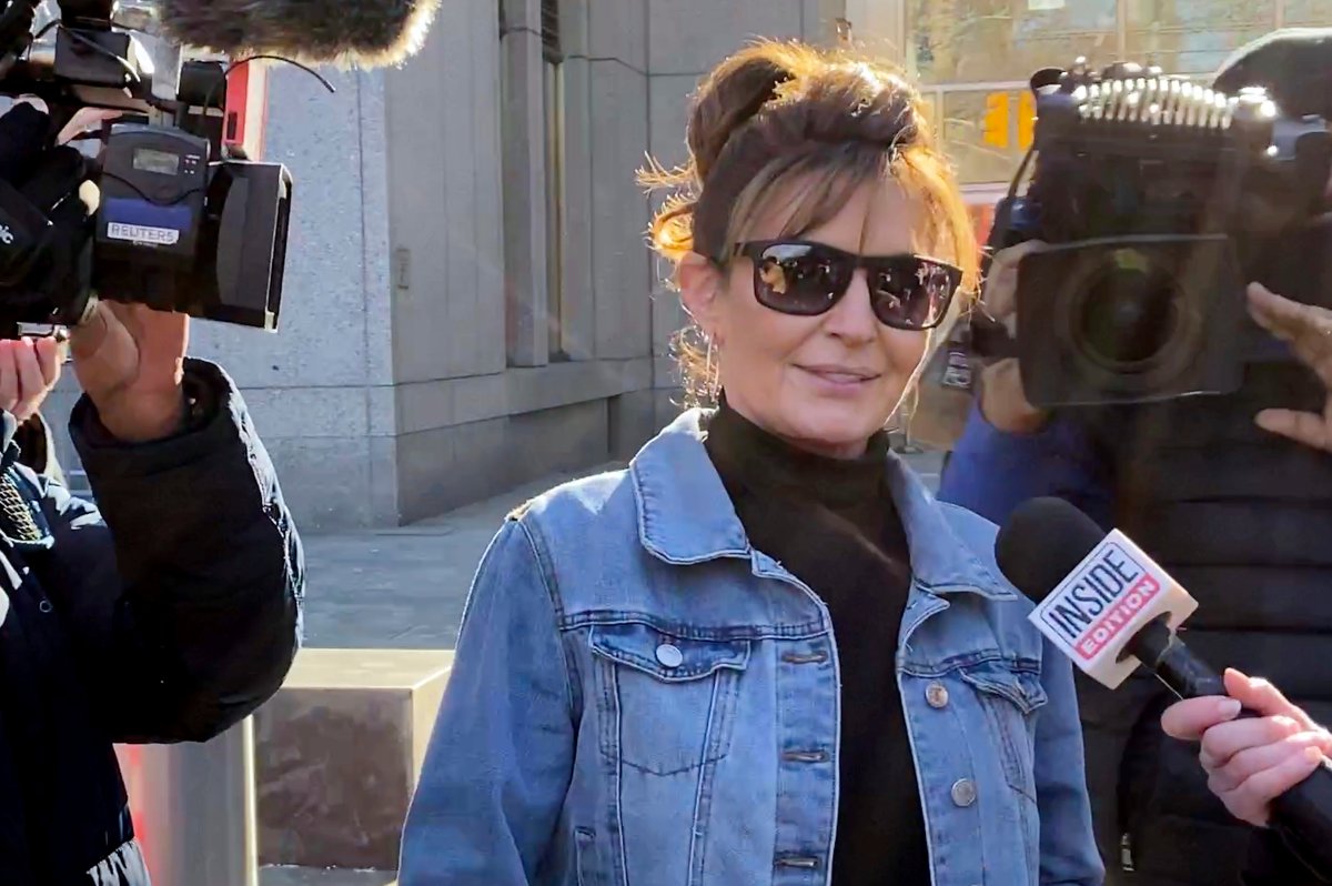 Former Alaska Gov. Sarah Palin, seen here leaving a courthouse on Feb. 15, 2022, after losing her libel lawsuit against the New York Times, has joined a large field of candidates seeking to fill Alaska’s lone U.S. House of Representatives seat.