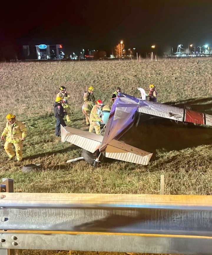 The Aurora OPP at the scene of a plane crash.